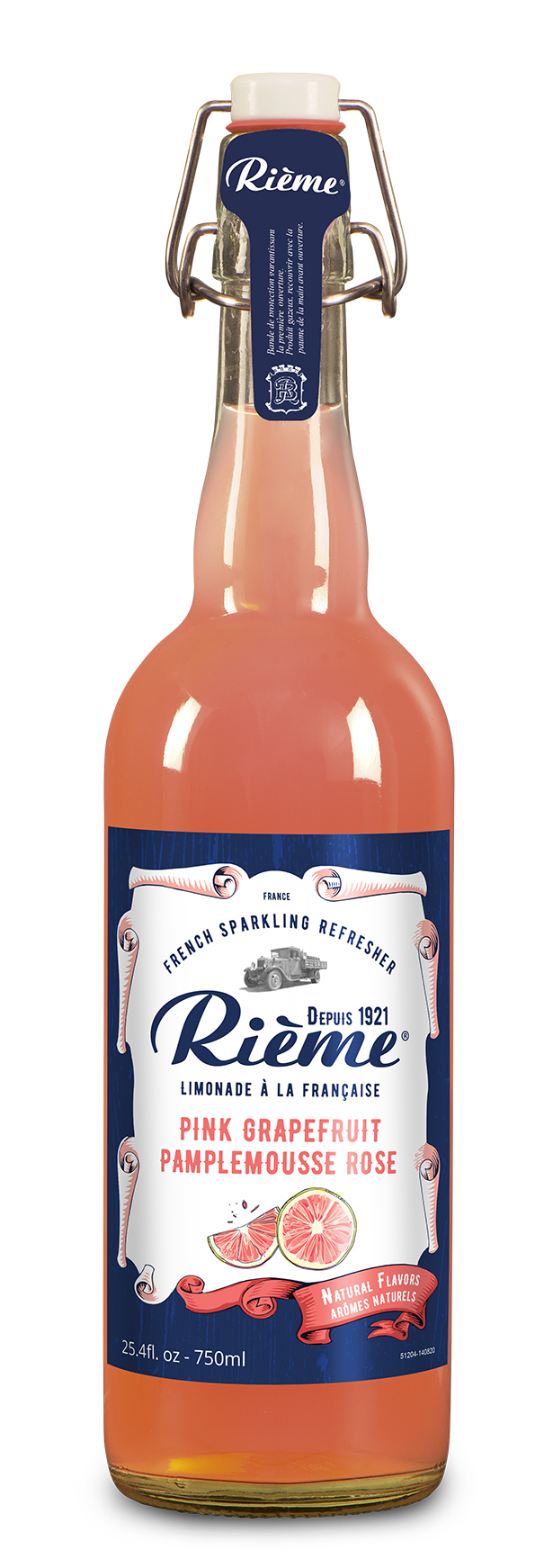 Rieme Sparkling French Limonade, Pink Grapefruit, 25.4 fl. oz. – 6 Pack